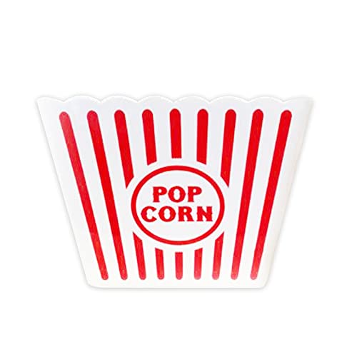 Contenants de pop-corn rouge et blanc grand format carré 2 pack