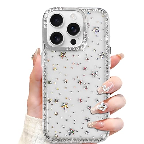 Coque iPhone 16 Pro Max Y2K Star transparente et pailletée pour femme 6,9"