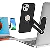 DK177 Laptop Phone Holder, Laptop or Desktop Monitor Side Mount Phone Holder, Slim Portable Foldable Smartphone Stand, Computer Monitor Expansion Bracket, Compatible with Any Phone, Black