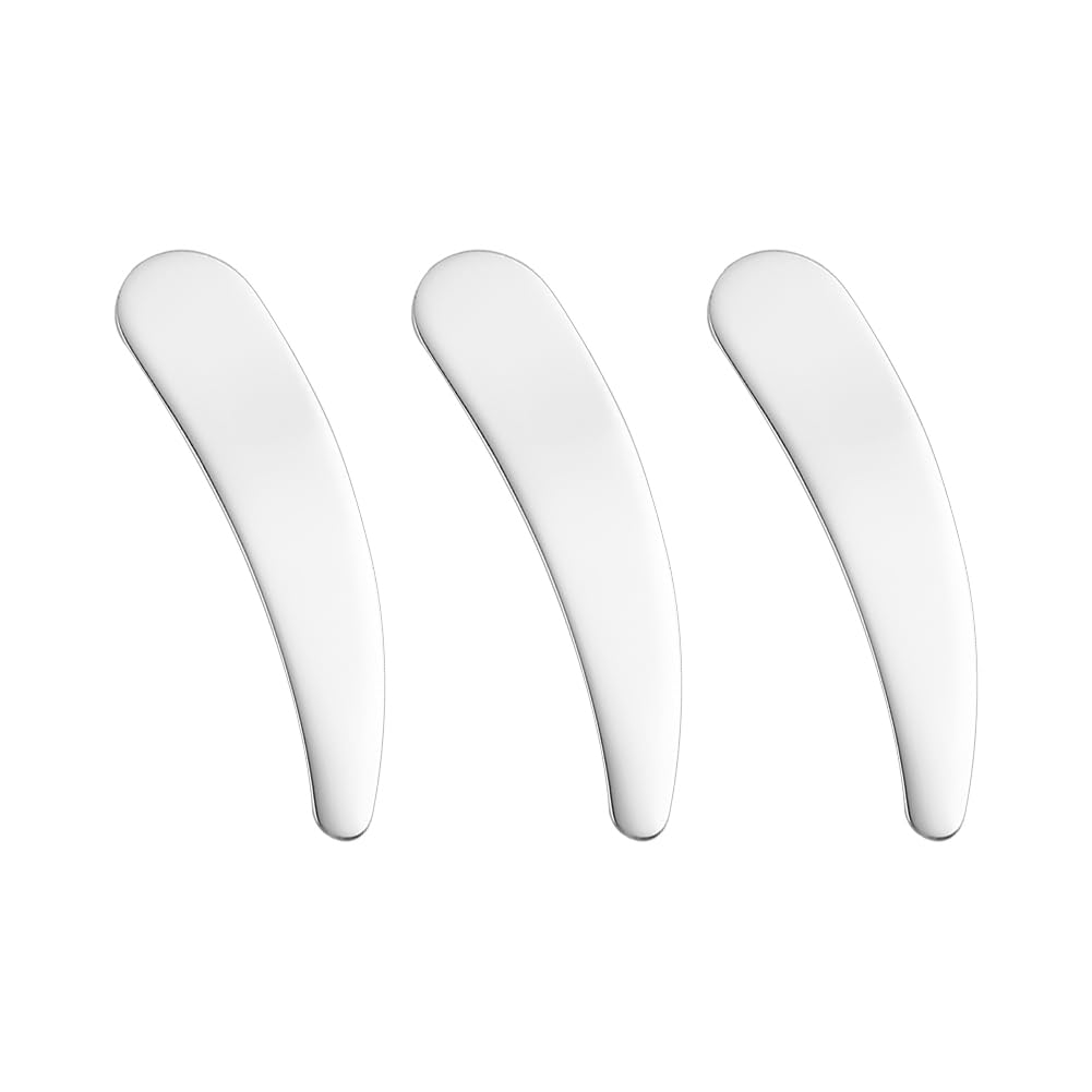 HugeDE 3 Pcs Small Metal Makeup Spatula Cosmetic Cream Spoons Skincare Scoop Applicator Beauty Mixing Spatulas Face Mask Eye Cream Scoop Facial Applicator for Lotions Moisturizers