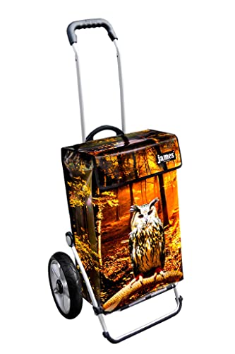 James® Einkaufswagen Design Uhu, moderner Einkaufstrolley, bunter Lifestyle Trolly, Rollkoffer für Shopping, bis 50kg…