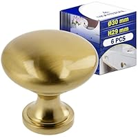 MONTERAL 6 Stück Möbelknöpfe Ø30 mm H29 mm - Schrankknöpfe aus Zink-Aluminium Legierung - Schrankgriffe in Goldenes Messing Farbe - Garantie 10 Jahre