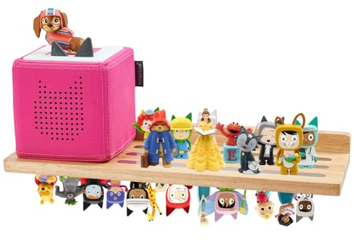 Gieanoo for Tonies Shelf Magnetic, Tonies Figures Storage Display Shelf 30-36 Characters Natural Wood Wall Floating Shelves Display Shelves for Toniebox in Children's Room (16in)