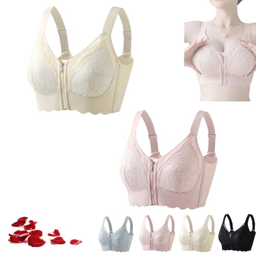 Sanrah Zipper Bra, Sanrah Zipper Front Bra, Ultra Soft Front Zip Wireless Lifting Bras for Everyday Full Coverage Breathable