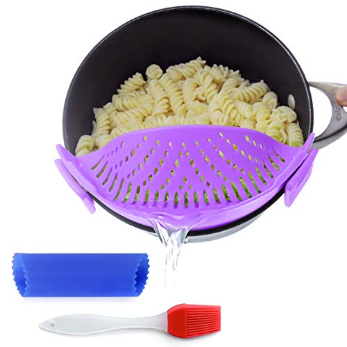 Clip-On Kitchen Food Strainer for Spaghetti, Pasta, Ground Beef Grease, Colander & Sieve