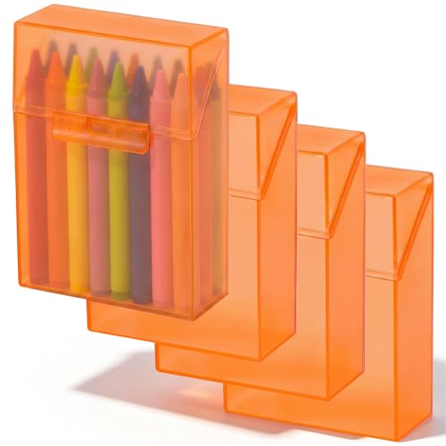 Image of Clabby 4 Pcs Clear Plastic Crayon Boxes Hold 24 Count, Orange