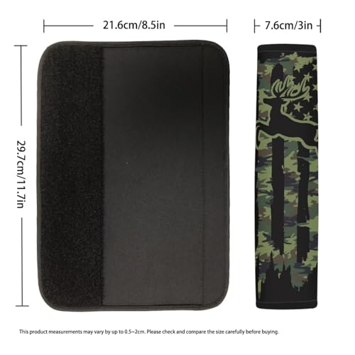 Image of AFPANQZ Deer America Flag Seat Belt Cover Pads Cushion Universal Fit Safety Seatbelt Pillow Head and Neck Support Adjustable Driver Shoulder Protection Luggage Bag Strap Pad