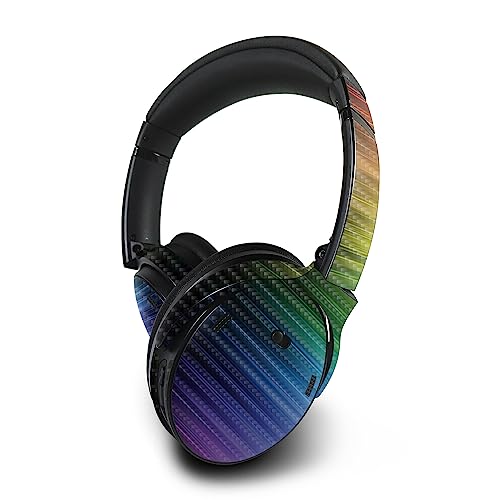 Image of MightySkins Carbon Fiber Skin Compatible with Bose QuietComfort 45 Headphones Rainbow Streaks | Protective, Durable Textured Carbon Fiber Finish | Easy to Apply