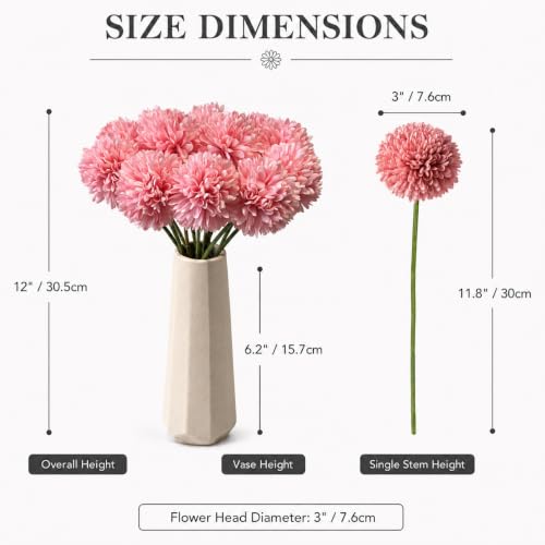 Image of Mandy's 12pcs Artificial Pink Ball Chrysanthemum Flowers