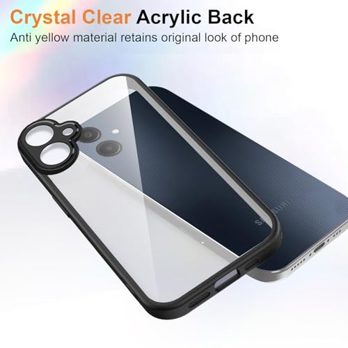 Image of Kapa Hawkeye Clear Slim Tough Back Cover for Samsung Galaxy F70e 5G | Camera Lens Protector Anti Yellow Shockproof Clear Hybrid Case Cover (Black Sides)