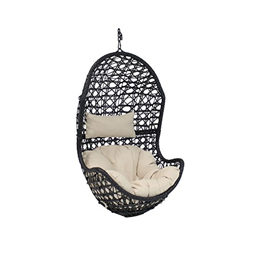 Sunnydaze Cordelia Hanging Egg Chair Swing, Resin Wicker, Large Basket Design, Outdoor Use