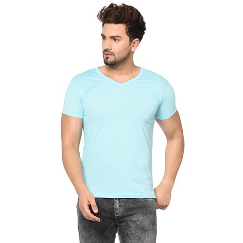 Image of JANGOBOY Men's V Neck Half Sleeve Cotton Blend T-Shirt (Pack of 1)