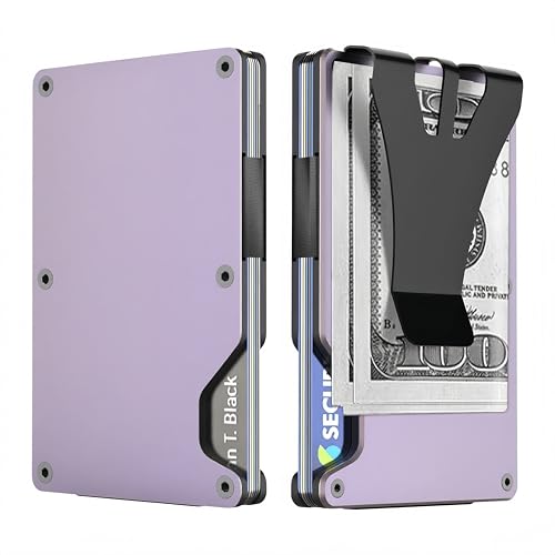 Men's Wallets，Slim Wallet for men，Wallet mens，Rfid wallet ，Card Wallet ，Metal Wallet for men, Credit Card Holder. (Macaron Purple)