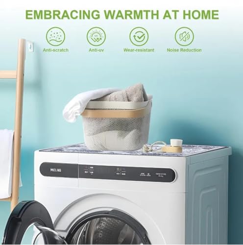 Image of HomeCloud Washing Machine Protective Mat for Top of Washer and Dryer - Non-Slip Waterproof Dust Cover for Laundry & Kitchen (60 x 60) (Grey Garden)