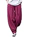 Produktbild Happy Cherry Damen Leinenhose Haremshose Retro Loose Pumphose Atmungsaktiv Beiläufige Hose mit Elastischem Bund für Urlaub, Yoga, Festival, Freizeit