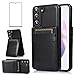 Asuwish Phone Case for Samsung Galaxy S22 Plus /S22+ with Tempered Glass Screen Protector and Credit Card Holder Wallet Cover Stand Leather Cell Accessories Glaxay S22Plus Cases Women Men Black