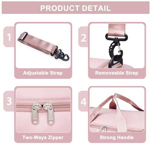 Image of Large Travel Duffle Bag, Carry On Weekender Bag with Shoe Compartment, Gym Tote Overnight Bags for Women for Travel, A10#Pink, 11x19.6x8.2 inches, Weekender Bag&toiletry Bag
