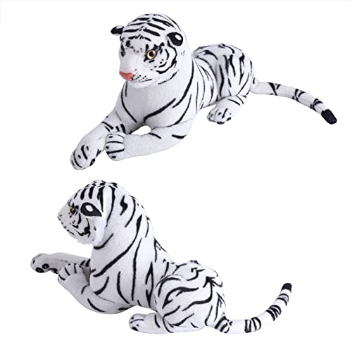 Almofada de tigre artificial, pelúcia de tigre artificial animal realista grande gato branco macio d