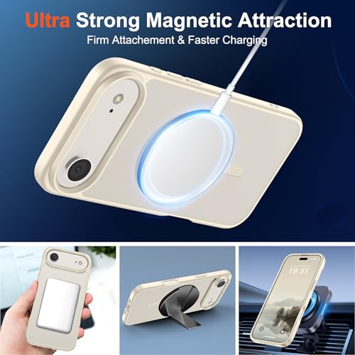 Image of SUPFINE Magnetic for iPhone Air Case (Compatible with MagSafe)(Military Grade Drop Protection) Slim Translucent Matte Shockproof with Anti-Fingerprint Phone Cover for 17 Air,Antique White