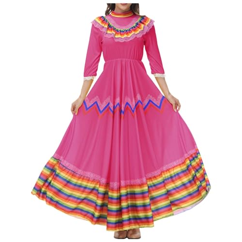 Robe de danse swing large avec coupe bohème évasée pour spectacle de festival