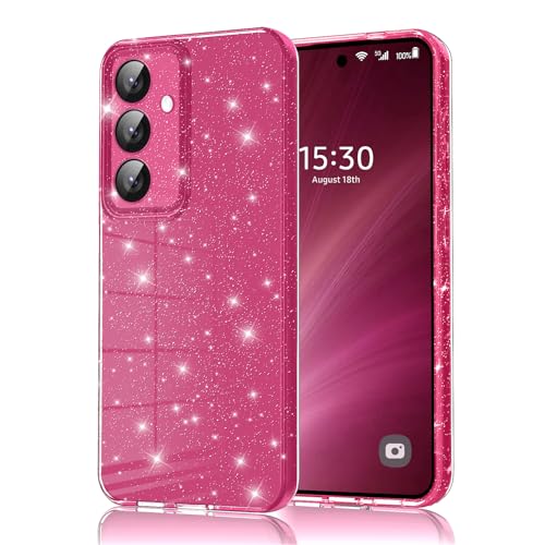 Eherui Handyhülle für Samsung Galaxy A25 5G Glitzer Silikon TPU Anti-Fingerabdruck Hülle Stoßfeste Schutz Case Dünn Kratzfest und Schutzhülle für Samsung A25 Rose lila
