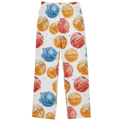 Boy's Pants Watercolor Basketball Jogger Pants Elastic Waist Long Bottoms Trousers with Pockets 6-14 Years