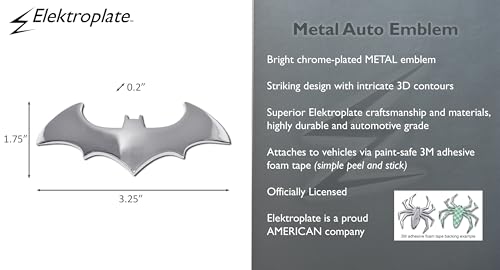 Image of Elektroplate Batman Bat Logo Superhero 3D Chrome Car Emblem