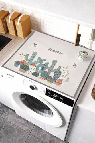 Image of Homecloud Non-Slip Washing Machine Mat - Durable Waterproof Protective Cover for Washer & Dryer, Dust-Resistant Mat Ideal for Laundry Room & Kitchen Appliances | 60x60 cm (Green)