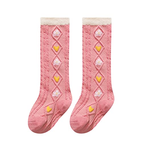 Toddler Knee High Socks Baby Girl Socks Little Girls Cable Knit Cotton Warm Cute Mid-Calf Length Winter Stockings