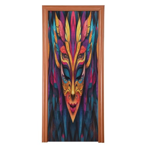 FLildon Mardi Gras Mask Holiday Door Cover Decoration, Party Accessory Porch Decor for Festive Ornament Room Door Covers 35 x 79 Inch