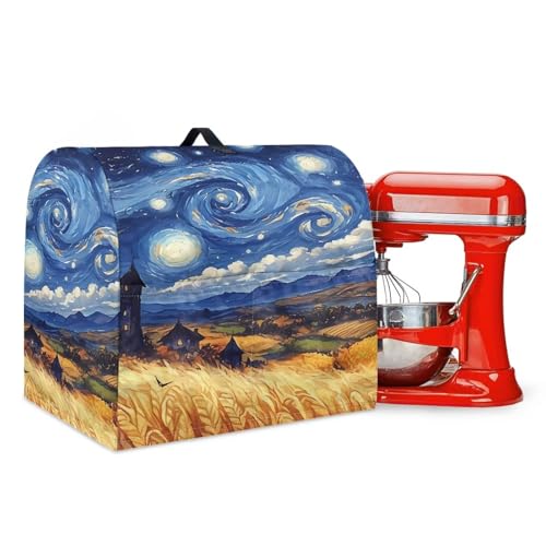 Blue Starry Night Print Mixer Cover Dust Covers with 2 Pocket and Handle Kitchen Appliance Coffee Maker Toaster Dust Covers
