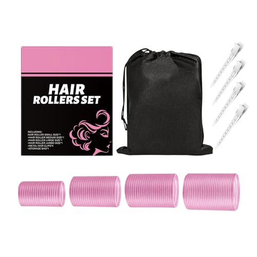 Rollos de pelo – Rizadores autoadhesivos para mujer, herramientas de rizado con clips para mujer, largo, fino, grueso, medio, corto, volumen, flequillo de viaje