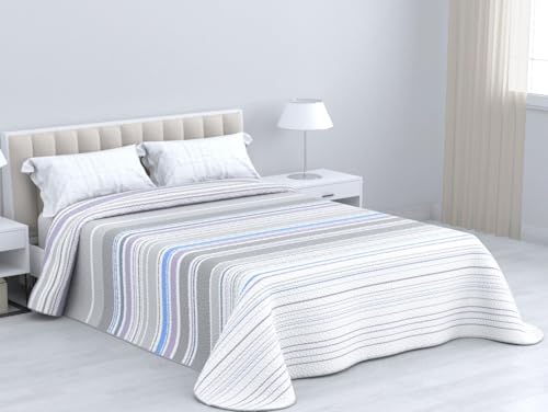 HM'S HOME'SECRET Colcha Bouti Estampada de 100% Microfibra Suave - Variedad de Diseños y Tamaños (Mikonos Gris, Cama 135cm)