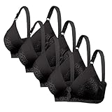 Sujetador lencería Encaje femenino 4pcs Sujetador ropa Interior cómodo tamaño Extra sólido Flexiones plenitud O-022 Black Small