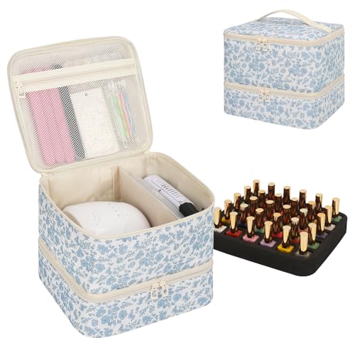 Ethereal Nail Polish Organizer Bag Holds 30+ Bottles(15ml/0.5 fl.oz) UV Nail Lamp Gel Polish Travel Storage Bag for Nail Kit Gift for Manicurist Girls
