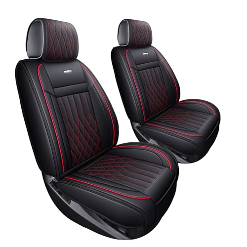 Image of Aierxuan Front Chevy Silverado GMC Sierra 1500 Truck Seat Covers(Black-Red)