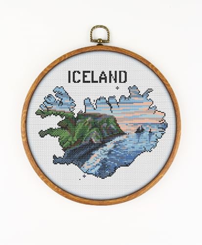 Iceland Black Sand Beach Vik Reynisfjara Map CS2619 - Counted Cross Stitch Pattern. Only Printed Pattern Inside. No Fabric, Threads, Needles, Hoops.