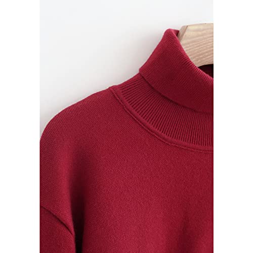 Image of CHICWISH Women's Red Embroidered Heart High Neck Knit Sweater
