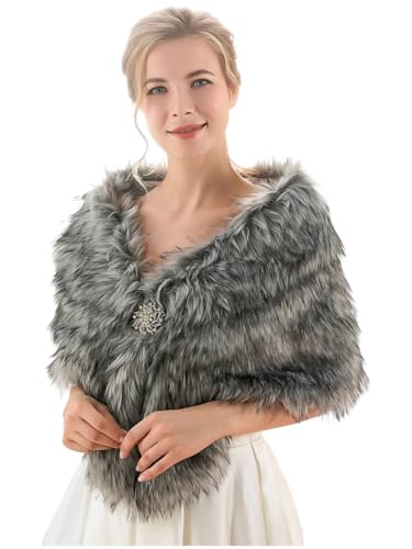 Zoestar - Chal de piel sintética para mujer de los años 20, estolas y mantones, chaquetilla para...