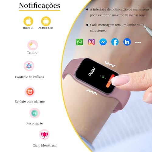 Relógio inteligente para homens e mulheres, Smartwatch rastreador de atividades à prova d'água IP68
