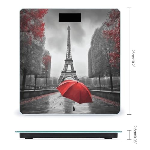 Báscula digital de baño con diseño torre Eiffel y paraguas rojo miniatura 2