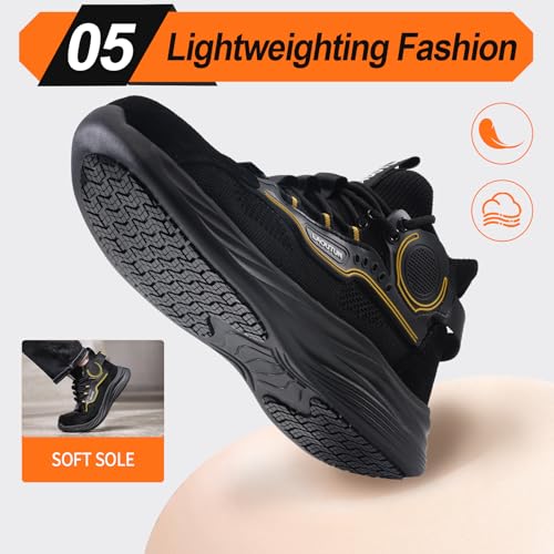 Image of LAoutun Steel Toe Shoes for Men Work Shoes Safety Sneakers Comfortable Lightweight Puncture Proof Slip on Indestructible Construction Work Shoes