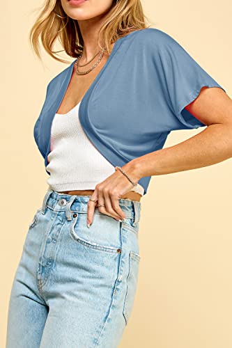 Image of Lock and Love Women's Versatile Open Front Lightweight Short Sleeve Bolero Shrug