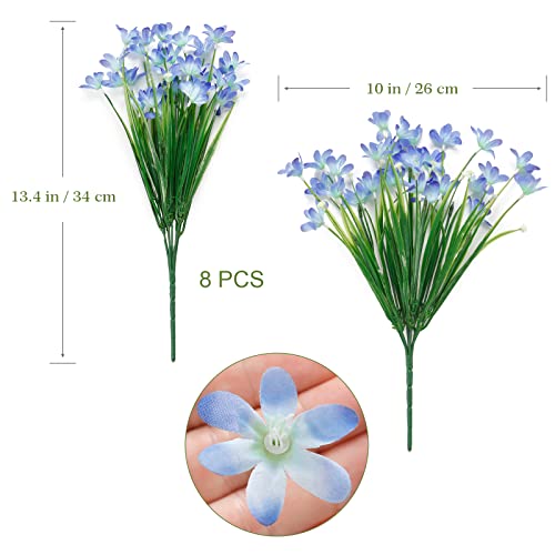 8 Bundles Artificial Daffodils Flowers Outdoor Artificial Flowers UV Resistant Fake Flowers Faux Flowers Shrubs for Indoor Outside Garden Porch Window Box Home Office Wedding Decor image 2