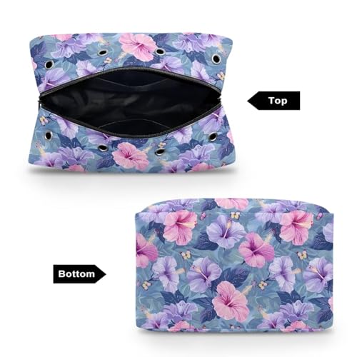 Image of Drnuikhe Purple Flower Crochet Bag Knitting Storage Bag Anti Dust Yarn Storage Organizer Crocheting Kit, Knitting Needles, Yarn Balls, Project & Sewing Supplies - No Accessories