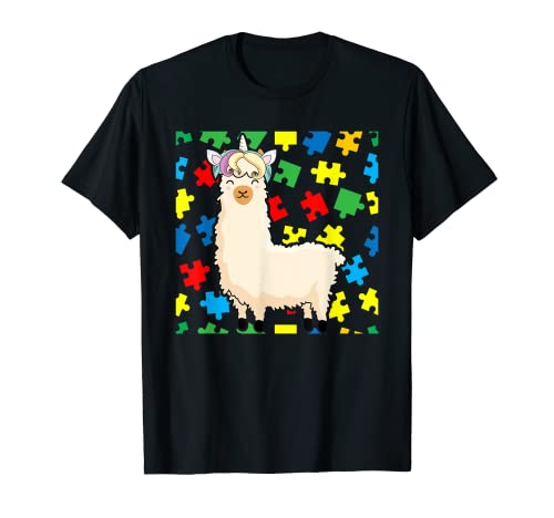 Llamacorn - Puzzle de unicornio con conciencia sobre el autismo Camiseta