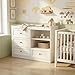 Nordee Axio Baby Changing Table Dresser, Nursery Dresser with Changing Table Top, Multi-Fuctional Furniture for Nursery with 4 Drawers & Adjustable Shlef, Baby Diaper Changing Station, White
