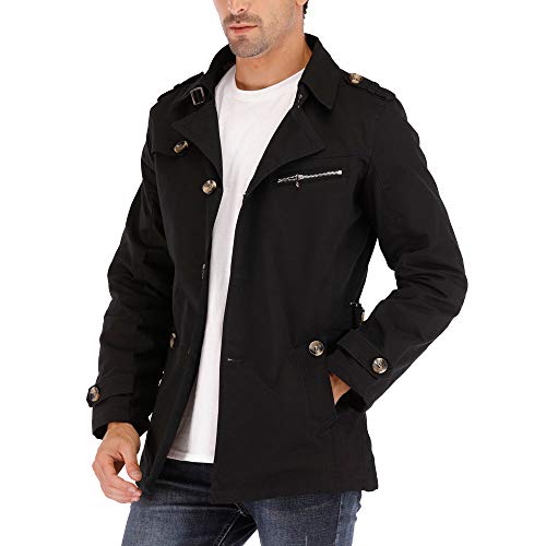 SZELT Men's Cotton Military Jackets Casual Outdoor Coat Windbreaker Jacket (Black, Small)