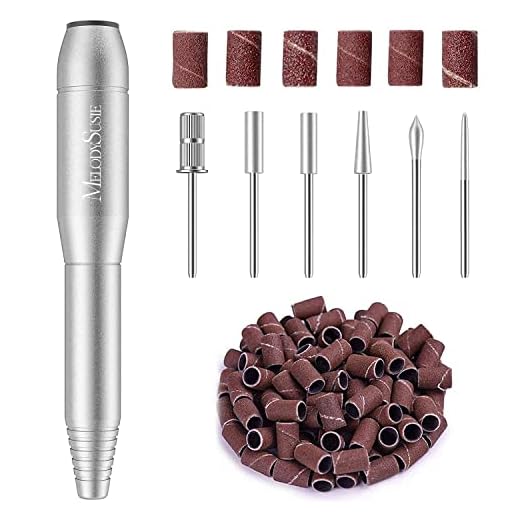MelodySusie Portable Electric Nail Drill, Compact Efile Electrical Professional Nail File Kit for Acrylic, Gel Nails, Manicure Pedicure Polishing Shape Tools Design for Home Salon Use, Silver
