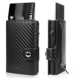 Fioscyra Portafoglio Uomo e Donna Slim in Fibra di Carbonio, Porta Carte di Credito con Protezione RFID, Portacarte fino a 8 carte, Tasca Portamonete con Cerniera, Ideale per Regalo